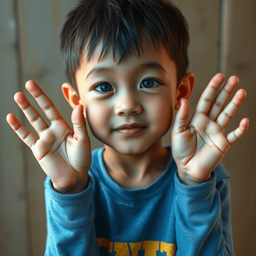 AI Image: a boy with four hands